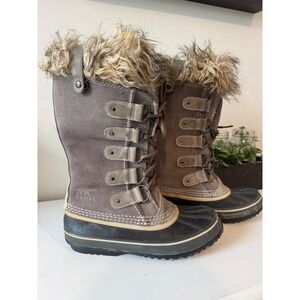 Sorel Joan of Arctic Waterproof Winter Boots Shale Grey Faux Fur women's 9